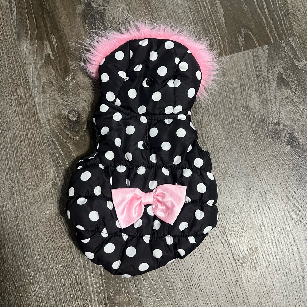 Polka Dot fur baby puffy jacket